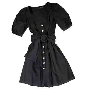 Women's Size XS (2) - Black button down dress with loop belt.